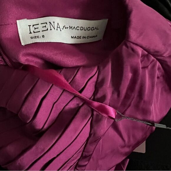 Mac Duggal IEENA Pleated Long Sleeve Satin Gown, Purple, NWT, Size 8 - Picture 12 of 13